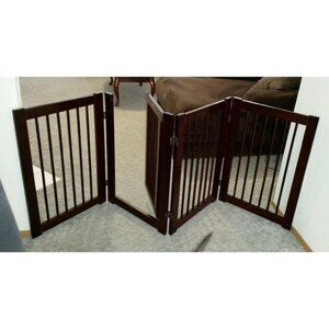New 360 Configurable Dog Gate with Door – Indoor Freestanding Walk Through Wood